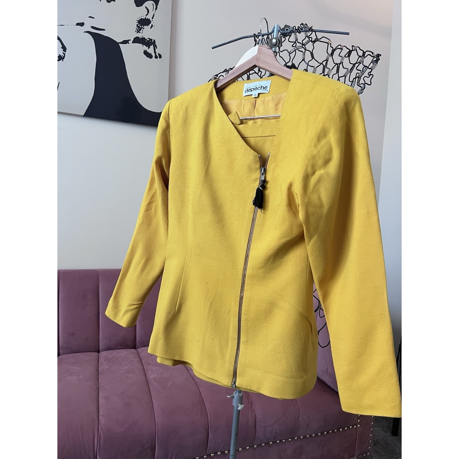 Vintage Marvin Singer Depeche Mode Skirt Suit Size 8 Yellow Rare